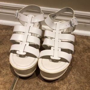 White platform sandals